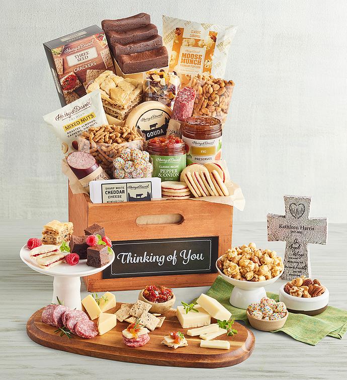 Grand "Thinking of You" Gift Basket with Personalized Tabletop Cross